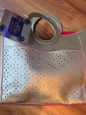 Gold-Tone Laser-Cut Tote Bag